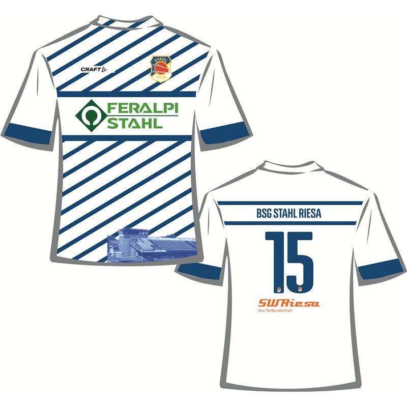 BSG Stahl Riesa SONDERTRIKOT Heim Unisex weiss/blau
