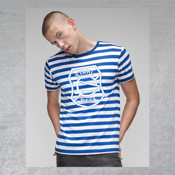 BSG Stahl Riesa Fanshirt Spriped Logo blau/weiß
