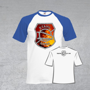 BSG Stahl Riesa Fanshirt "Stahlarbeiter-Logo" weiß/royalblau