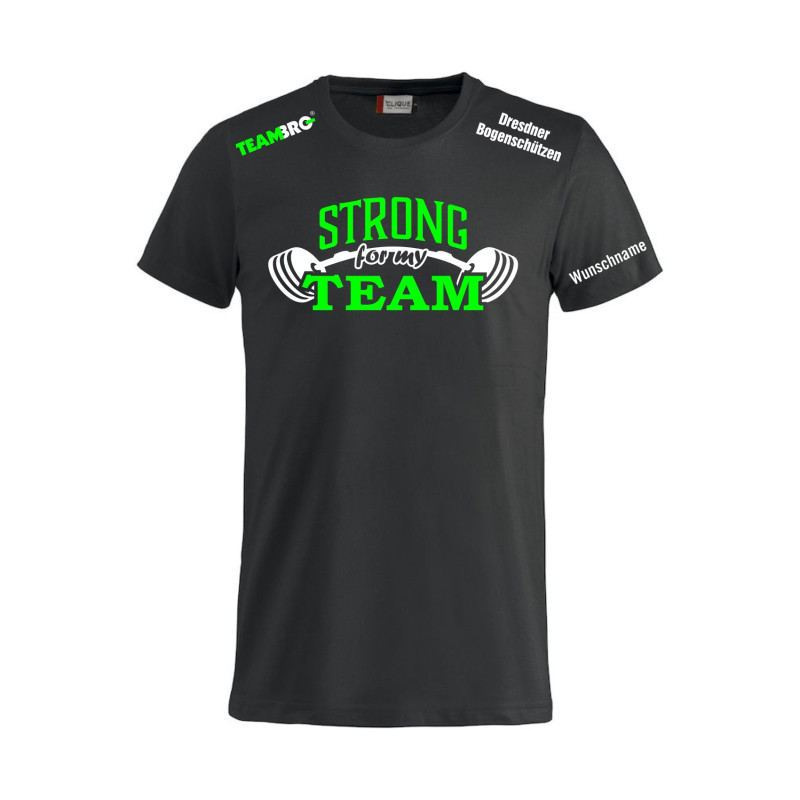 Dresdner Bogenschützen Fanshirt "STRONG FOR MY TEAM" Unisex schwarz